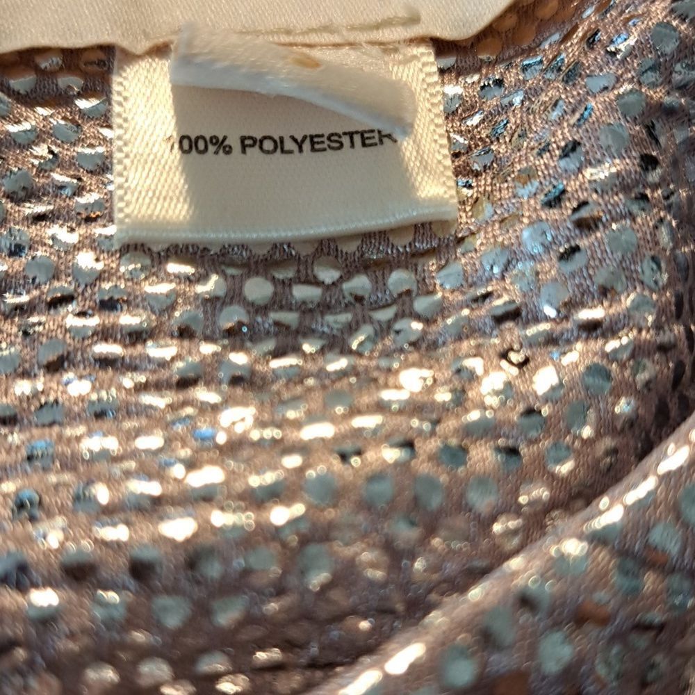 Monteau Los Angeles Women’s Top Shimmer Sparkly Short Sleeve Glitter Metallic S - Picture 7 of 13